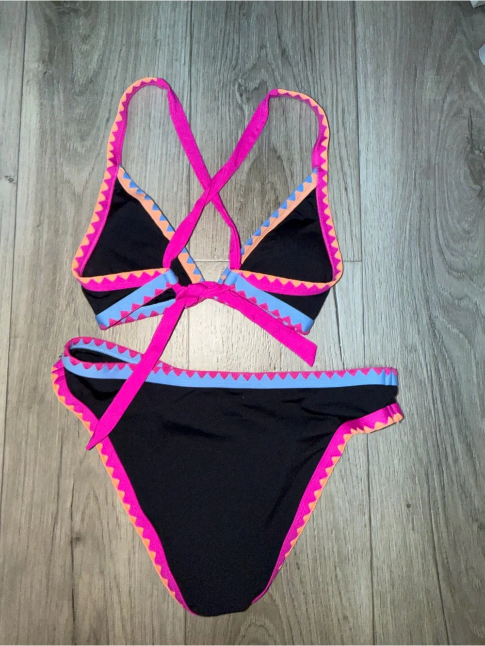 Lucky Brand Black Bikini with Pink, Blue & Orange Trim